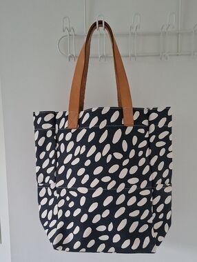 Donna Gorman Classic Coastal Summer Waxed Cotton & Leather Polka Dot Tote